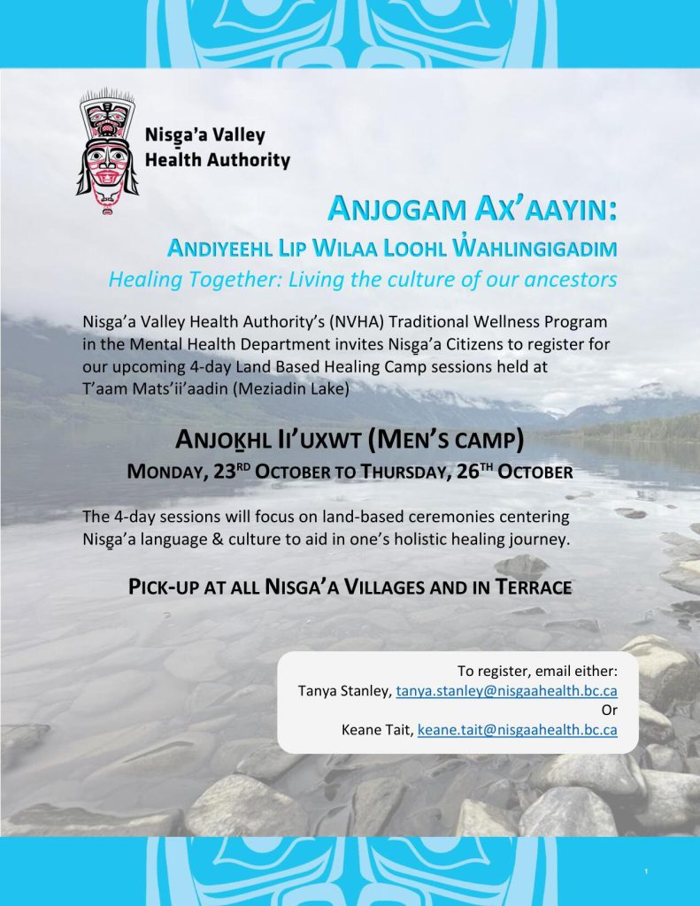 LandBased Men’s Healing Camp Nisga'a Valley Health Authority